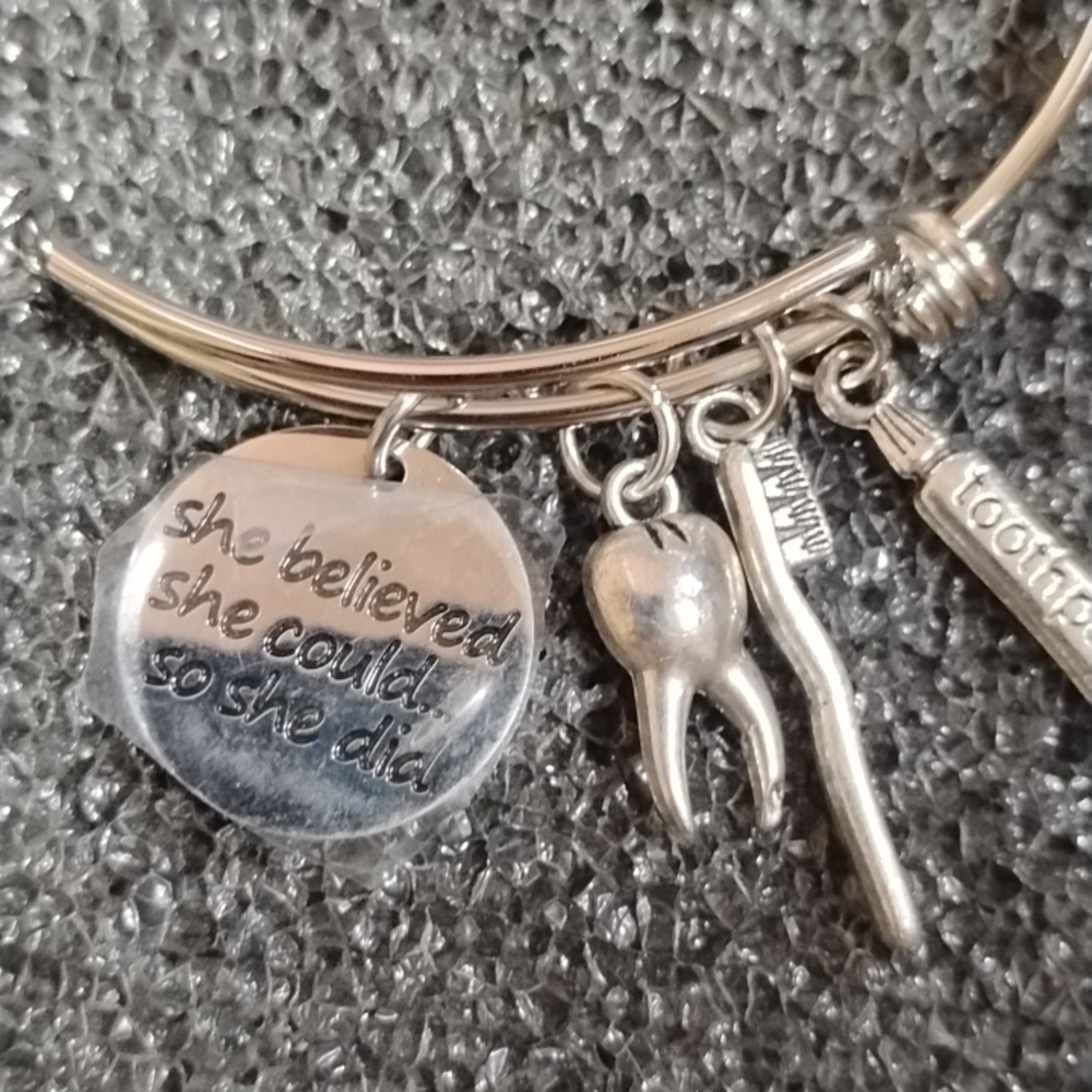 Silver Tone Charm Bracelet with Inspirational Quote - Picture 2 of 4